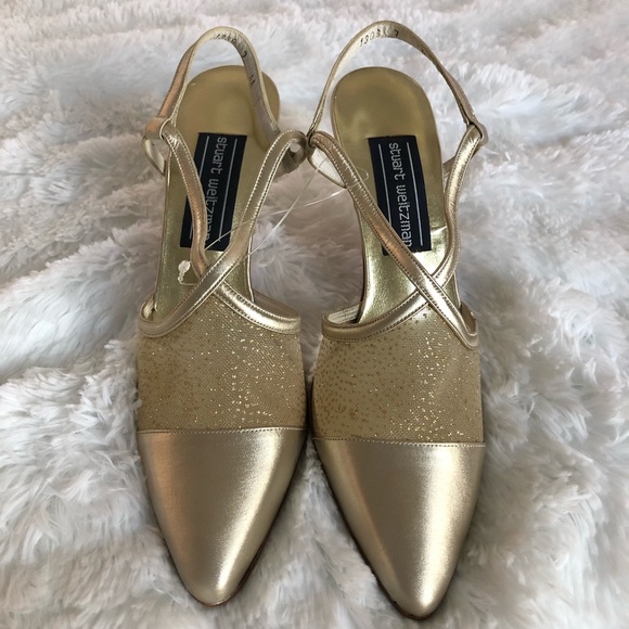 Stuart Weitzman Shoes - NEW STUART WEITZMAN  Gold Slingback Heels